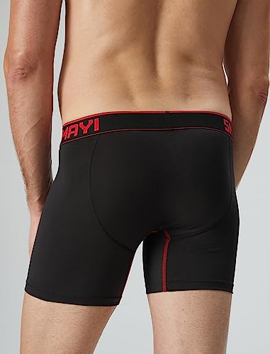 5Mayi Men's Boxer Briefs Fly Front with Pouch Athletic Mens Underwear Performance Boxer Briefs for Men Pack4