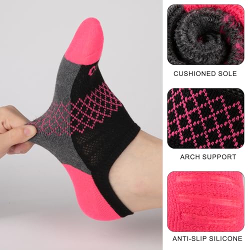 eallco No Show Socks Womens Athletic Cushioned Low Cut Non Slip Running Ankle Socks for Women 6 Pairs4