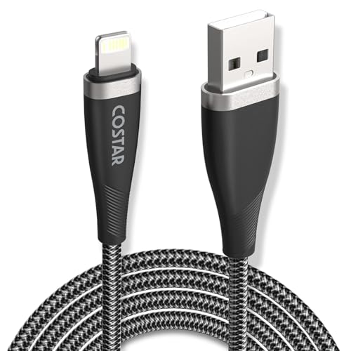 Image of COSTAR USB-A to 8 Pin Charging Cable, 3A Fast Charger Nylon Braided Cable, Data Sync Transfer For iPhone 14 /Pro Max /13 /12 /12 Pro,11,Mini, X, 8,7,6(Black,2m)