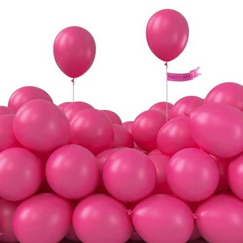 PartyWoo, 120 pcs 5 Inch Hot Pink Balloons for Women, Balloon Garland Decorations, Birthday, Wedding, Baby Shower, Bachelorette Party