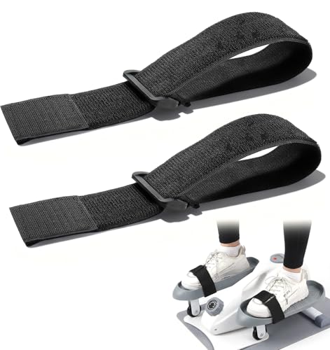 2PCS Bike Pedal Straps, Black Adjustable Leg Exerciser Traction Straps, Secure Stability for Elliptical Exercise Machine Under Desk Seniors Workout (Adjustable Length: 12.7-17.5 Inch)