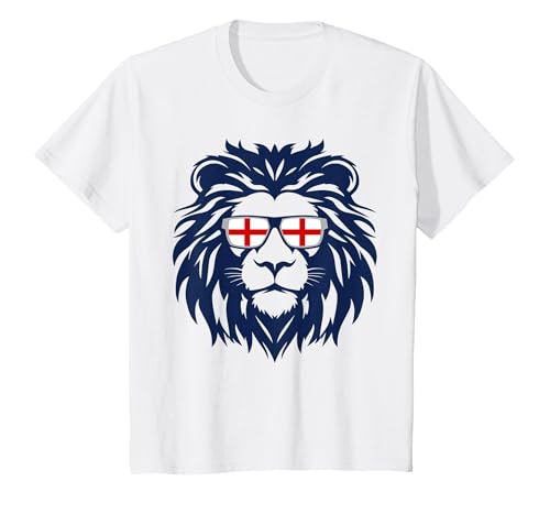 Image of Lion & England Flag Sunglasses. Boys or Girls, Kids England T-Shirt, Youth, White, Small