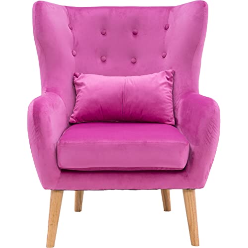Critter Sitters Teen Chair Wingback Accent Chair With Lumbar Pillow, Faux Velvet With Wooden Legs #TOP4