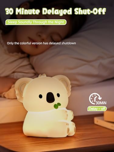 Luce Notturna Bambini, Lampada Koala Carina, Lampada Notturna per bambini con 7 Cambio Colore, Lampada Notturna Ricaricabile per Neonati, Decorazione Carina per La Camera, Regalo per Bambini e Donne
