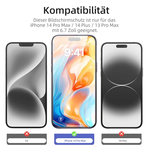 NEW'C Schutzfolie für iPhone 14 Pro Max/14 Plus/13 Pro Max für Panzerglas – Ansicht 2
