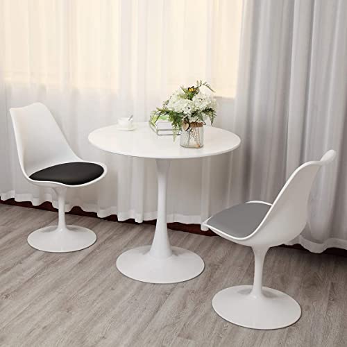 Round Dining Table 32 Modern Tulip Dining Table with Pedestal Base, Mid-Century Leisure Table for Kitchen Dining Room Living Room Office, White Round Dining Table 32" Modern Tulip Dining Table with Pedestal Base, Mid-Century Leisure Table for Kitchen Dining Room Living Room Office, White