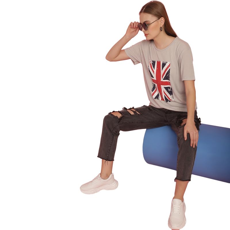 Image of Round Neck Cotton Printed Women Regular Fit Tshirt-P1950