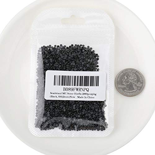 Image of Beadsland Crystal Hotfix Rhinestone,Machine Cut Stone 1440pcs /pkg (Black, 3mm)