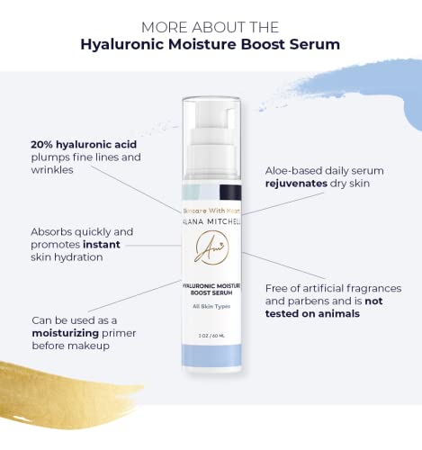 Alana Mitchell Hyaluronic Acid Serum For Face - Moisture Boost Anti Aging Serum - Face Serum To Fight Wrinkles & Fine Lines - Hydrating Serum Face Moisturizer For Sensitive, Dry & Combo Skin (2 Oz) #TOP2