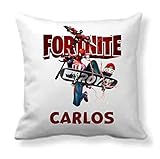 RVS Regala Vida Sana Cojín Personalizado con Nombre. Regalo RIGINAL. Cojín Fornite. (Rojo)