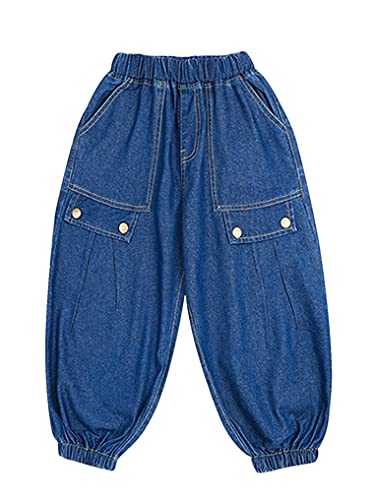 Kids Boys Casual Baggy Jeans with Multiple Pockets Cotton Pull-On Soft Stretch Denim Pants2
