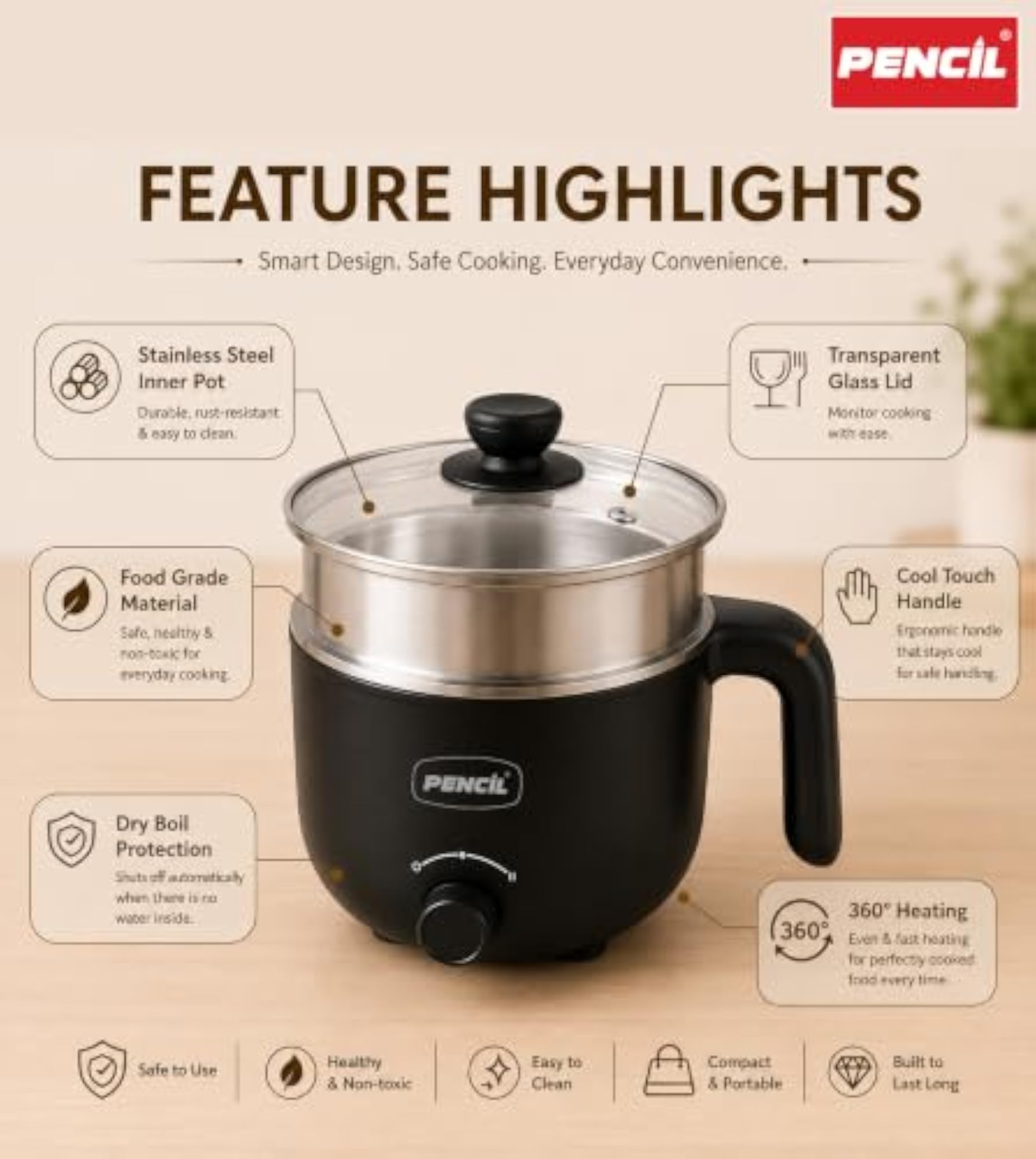 FlexiCook Pro Multipurpose Electric Kettle with Idli Plate