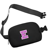 COSHAYSOO Black Belt Bag Waist Pack Small Cross Body Nylon Bum Pouch Hip Purse with Initial...