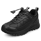 UOVO Boys Leather School Shoes Kids Black Trainers Easy Fasten Uniform Shoes Size 5.5UK(39EU)