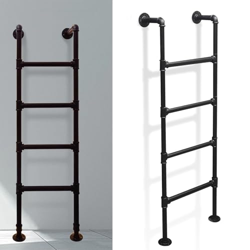 Escalera multiusos de metal negro para cama de loft, antideslizante, para ahorrar espacio, solución de 4 a 9 pies