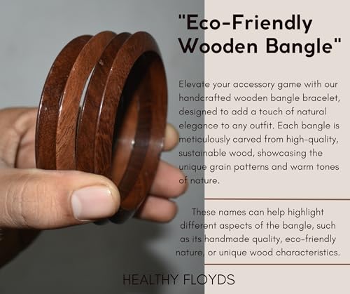Image of Handmade Natural Wooden Bangles, Stylish Designs,Artisan Premium Quality for Women | Natural Wood Bangles Christmas Gift Jewelry for Her | Eco-Friendly Artisan Crafted Gift