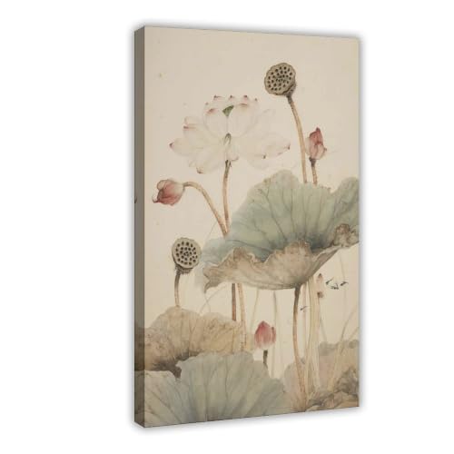 Poster rétro asiatique oriental nénuphar pour remplacer vos murs vides par de l'art sur toile