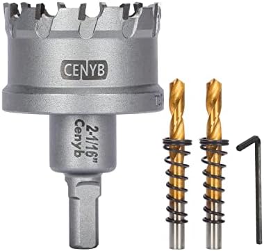 CENYB Heavy Duty Carbide Hole Saw with 2Pcs Titanium Pilot Drill Bits(52mm | 2-1/16")