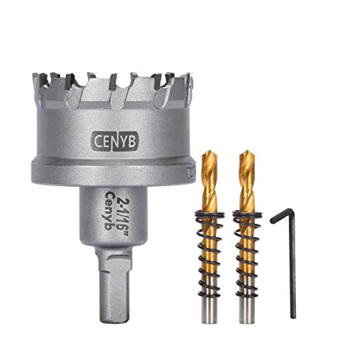 Cenyb Heavy Duty Carbide Hole Saw With 2Pcs Titanium Pilot Drill Bits(52Mm | 2-1/16") #TOP26
