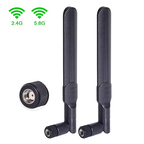 Bingfu Dual Band WiFi 2.4GHz 5GHz 5.8GHz 8dBi MIMO RP-SMA Male Antenna (2-Pack)