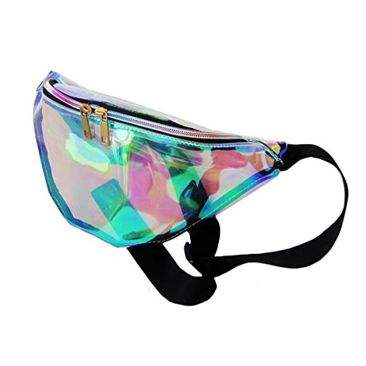 Dolores Women's PVC Hologram Fanny Pack Belt Waist Bum Bag Laser Travel Beach Purse, Iridescence