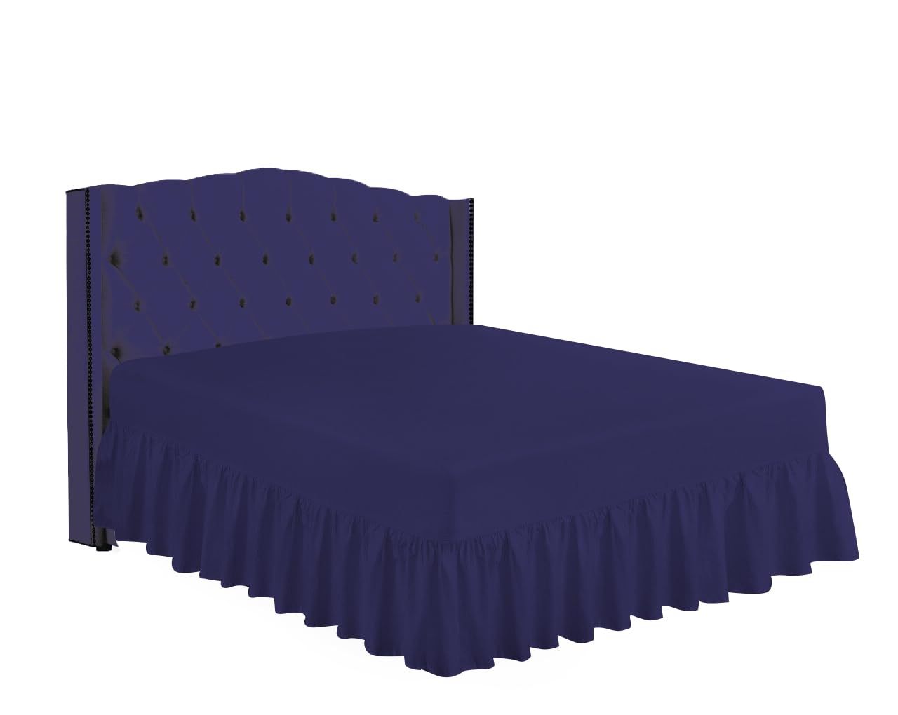 HOME ACE Navy Non Iron Percale Single Valance Sheet Polycotton Fitted Valance Sheets, Fitted Valance Sheet Single Bed, Poly Cotton Single Bed Valance Sheet