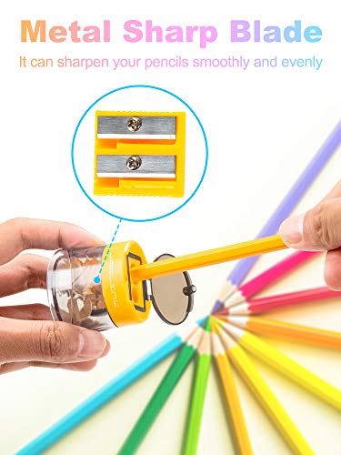 Jarlink 12 Pack Manual Pencil Sharpener, Dual Holes Compact Sharpener With Lid For No.2/Colored/Art Pencils, Portable In School Office Home #TOP2