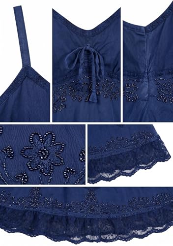 Image of Sakkas Stonewashed Rayon Adjustable Spaghetti Straps Mid Length Dress