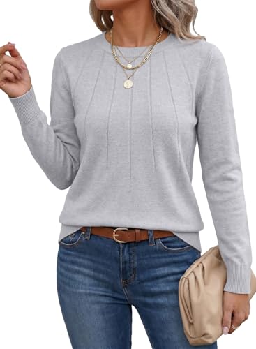 Image of SHEWIN Womens Sweaters 2026 Casual Crewneck Long Sleeve Lightweight Knit Pullover Sweater Tops Fall Clothes