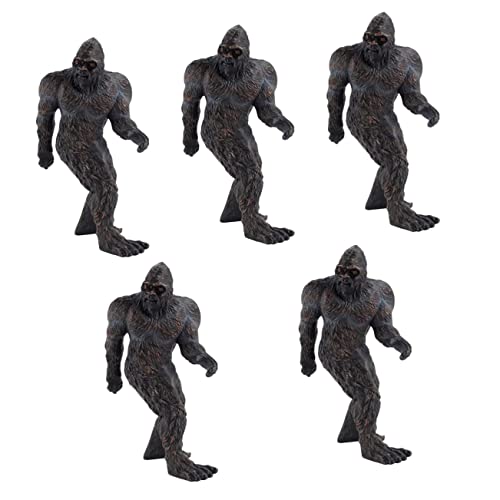 5Pcs Statue Monkey Decor Outdoor Playset Vintage Decor Desktop Ornament Gorilla Statue Garden Animal Statue Pvc Decor Sasquatch Statue Lawn Decor Black #TOP17