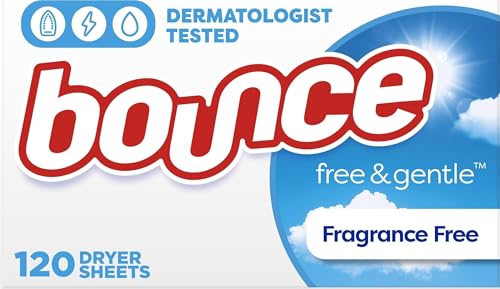 Bounce Free & Gentle Dryer Sheets, Unscented, 120 Count
