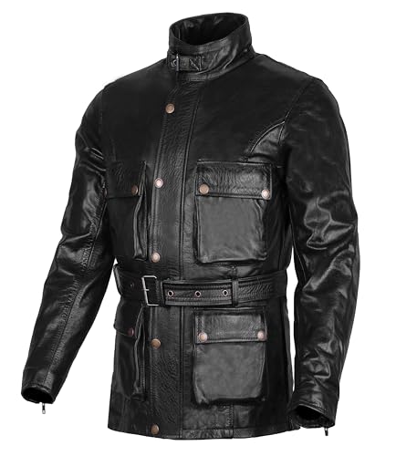 Bikers Gear UK Chaqueta Cuero Vintage Wax en Color Negro Talla L