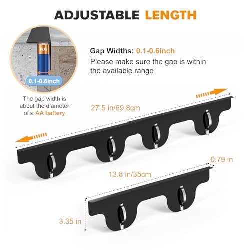 Image of Stove Gap Covers, 2 Pack Stainless Steel Stove Gap Filler, Heat Resistant Oven Gap Filler Adjustable Length 13.8 inch to 27.5 inch, Range Trim Kit Non-Slip Stove Guard Between Stove Top & Counter - Black