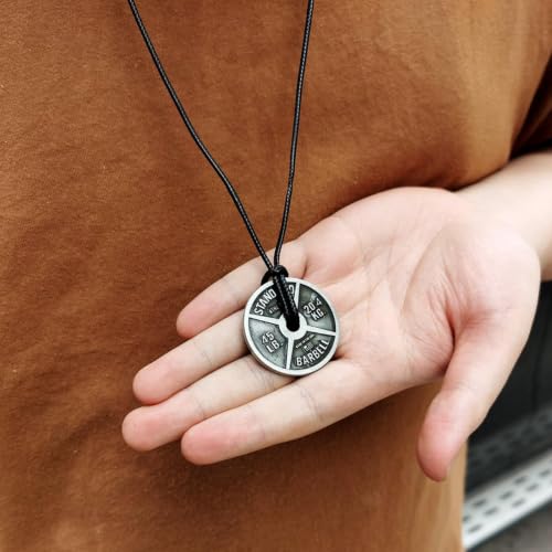Collier homme haltérophilie en maille épaisse avec pendentif plaque - 3