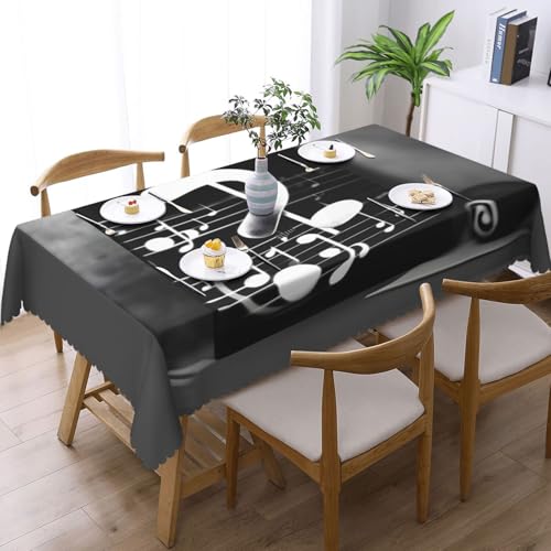 Nappe rectangulaire notes de musique noire et blanche tissu de qualité - 3