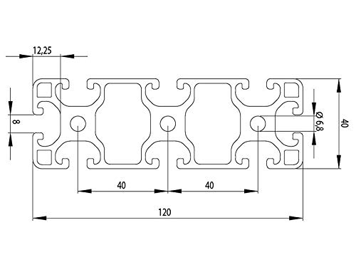 Aluminium profiel 40x120L I-type groef 8 (licht), zilver geanodiseerd. Aluminium profiel 40x120 aluminium profiel 40 x… - Image 3