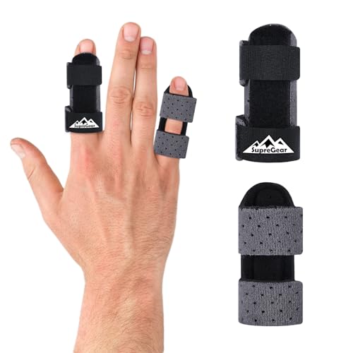 supregear Férulas para Dedos, Paquete de 2 Universales para Enderezar y Soportar Dedos Rotos y con Disparador, para Medio, Índice, Anular y Meñique, Gris Oscuro