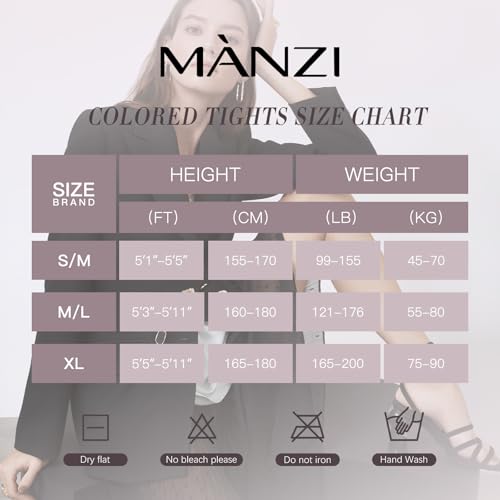 Image of MANZI Women's Solid Color Semi Opaque Footed Tights Soft Stretch Pantyhose