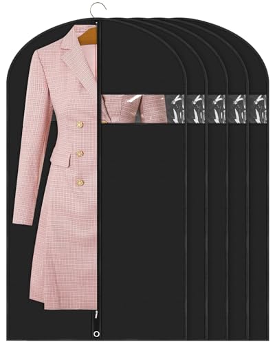 Premium Garment Bag for Clothes (43\'\' x 24\'\' set of 5) Black Suit Bag for Travel and Hanging Garment Storage
