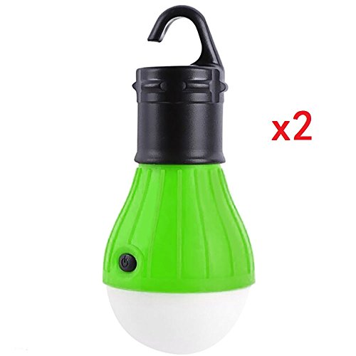 MonstGear 2 Pack Hanging Lantern 3 LED Hook Tent light Bulb for Outdoor Camping Hiking Fishing Portable Battery Powered Emergency Green