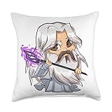 Wizard Old Man holding Magical Staff Throw Pillow