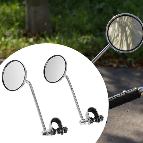 QccHieUs 2 peças espelhos retrovisores genéricos da motocicleta espelhos laterais redondos fácil ins