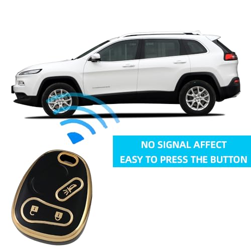 KULCSOK Key Fob Cover fit for Chevy 1500 Tahoe Silverado 2500 Equinox GMC Sierra Envoy Saturn DeVille for Cadillac Escalade 2002-2007 TPU Key Case Cover Protector 3 Buttons Black - Image 4