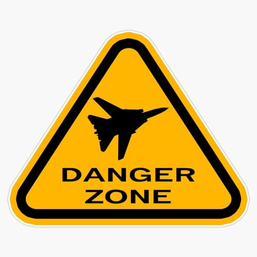 Danger Zone Triangle Yellow Warning Sign with Airplane Silhouette Aviation Safety Caution 5" Vinyl Decal Bumper Sticker