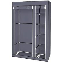 Portable Closet, 67 Inch Wardrobe Closet for Hanging Clothes with Hanging Rods, Steel Tube Clothes Storage Organizer for Extra Sturdy, Quick and Easy to Assembly, Gray Cover