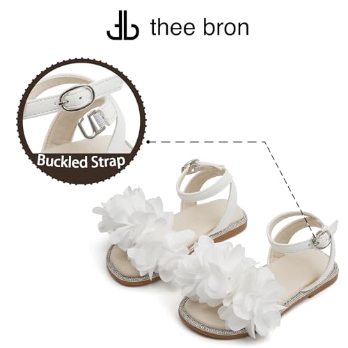 Image of THEE BRON Girls' Toddler Butterfly Sandals Comfy Hook-and-Loop Summer Shoes for Kids(AA404 Toddler,White /6M)