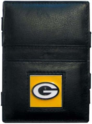 Siskiyou NFL Sports Fan Shop Green Bay Packers Leather Jacob's Ladder Wallet One Size Black