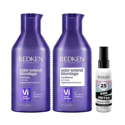 Image of Redken PACK Color Extend Blondage Shampoo 300ml, Conditioner 300ml and One United 30ml