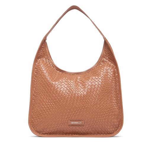 Image of NEWBELLA Hobo Purse, PU Leather Shoulder Bag, Tote Handbag for Work and Travel (Woven Camel)