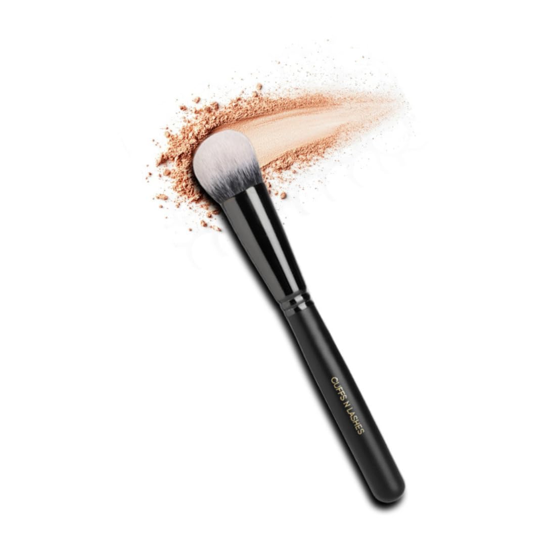 Cuffs N Lashes - High Performance, Soft Bristles, Handmade in India, Cruelty-Free (F013 Deep Angled Foundation Brush)-image-2